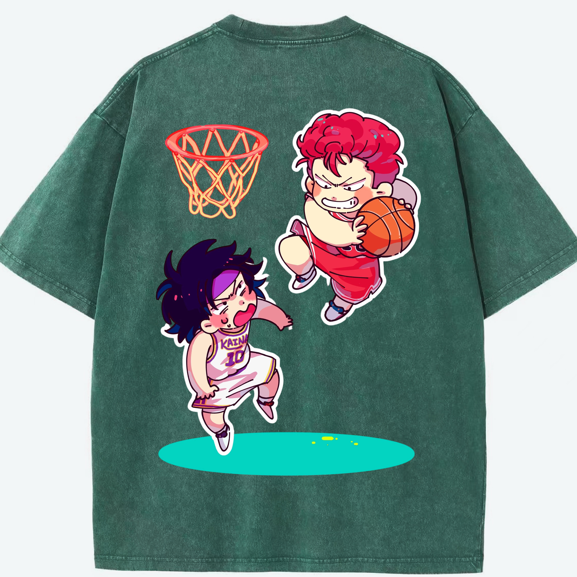 SLAM DUNK／スラムダンク 綿100% ヴィンテージ風 半袖Tシャツ（背面プリント）